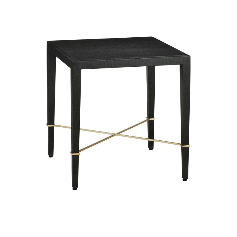 Verona Wood and Metal Black Rectangular End Table Side Tables LOOMLAN By Currey & Co