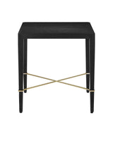 Verona Wood and Metal Black Rectangular End Table Side Tables LOOMLAN By Currey & Co