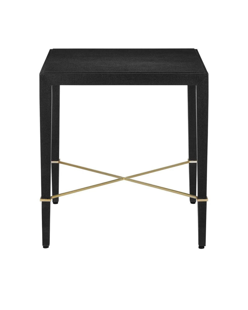 Verona Wood and Metal Black Rectangular End Table Side Tables LOOMLAN By Currey & Co