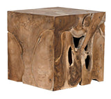 Vert Natural Teak Wood Square Side Table Side Tables LOOMLAN By Noir