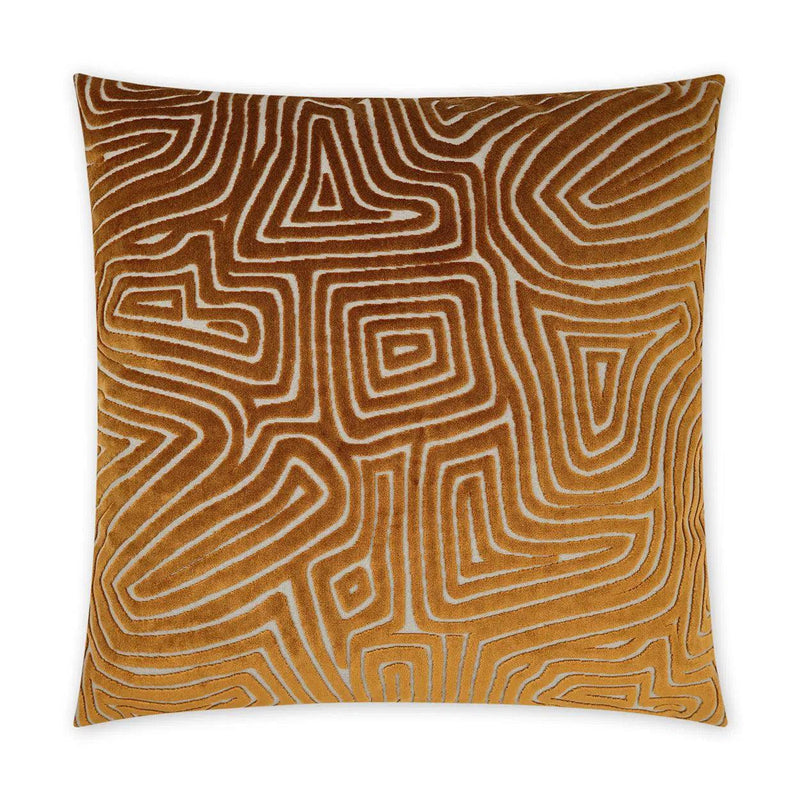 Vertigo Rust Abstract Copper Large Throw Pillow With Insert LOOMLAN