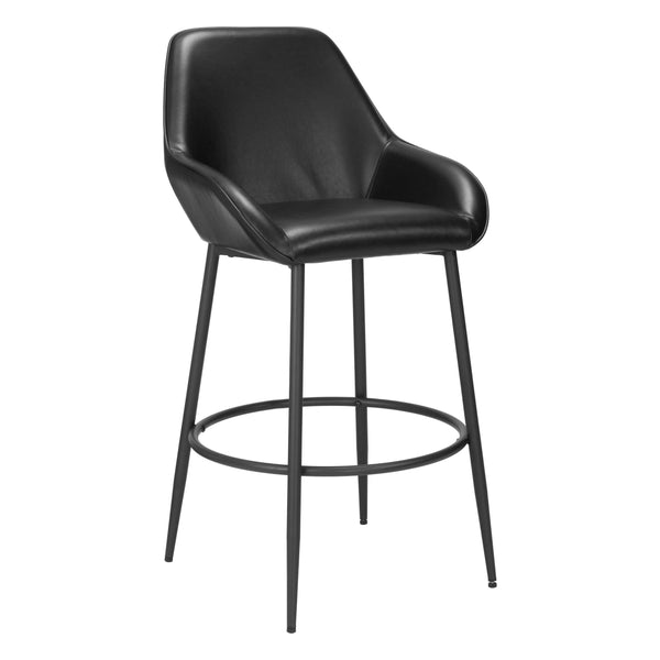 Vila Barstool (Set of 2) Black Bar Stools LOOMLAN By Zuo Modern