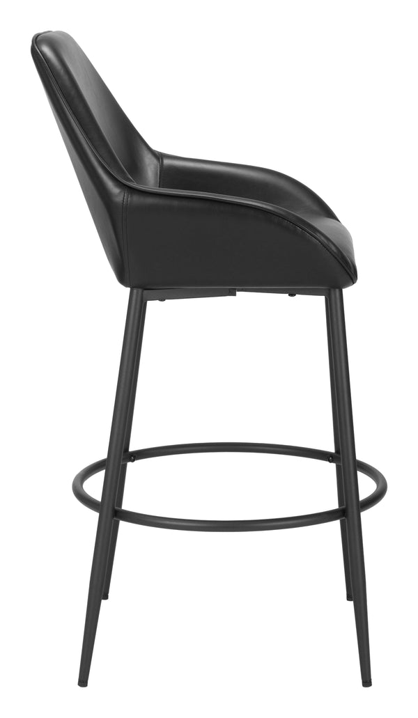 Vila Barstool (Set of 2) Black Bar Stools LOOMLAN By Zuo Modern