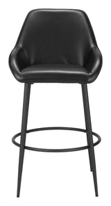 Vila Barstool (Set of 2) Black Bar Stools LOOMLAN By Zuo Modern