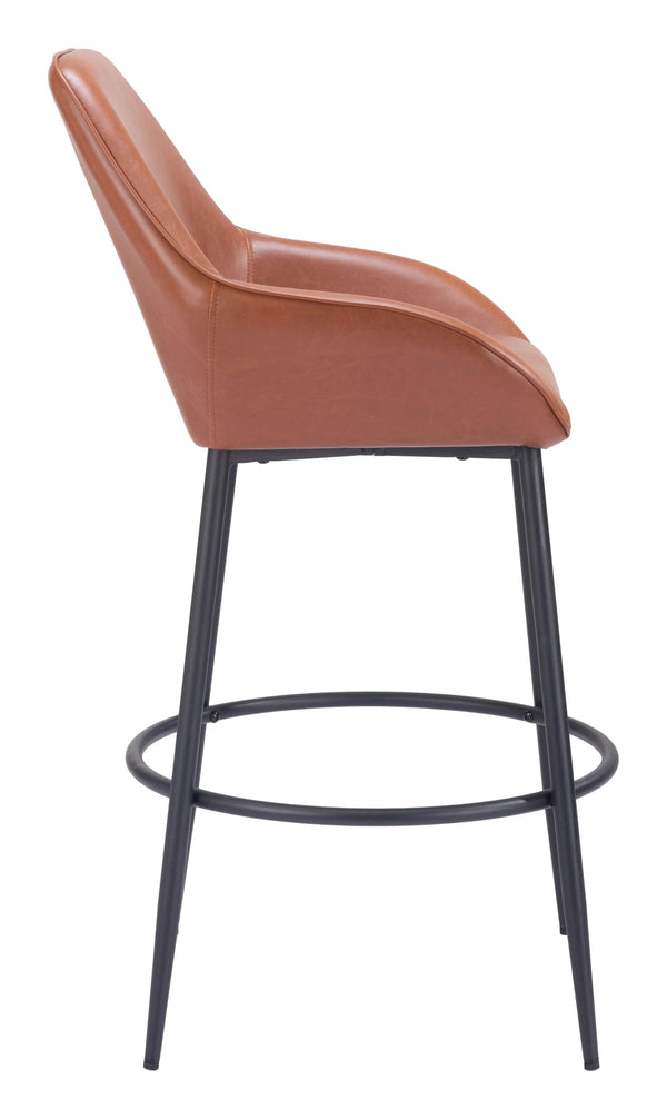 Vila Barstool (Set of 2) Brown Bar Stools LOOMLAN By Zuo Modern