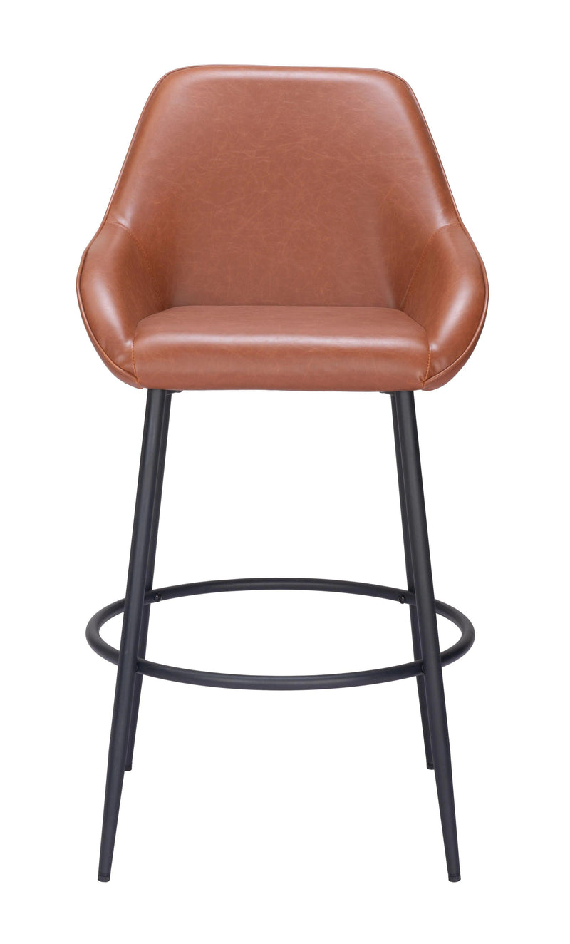 Vila Barstool (Set of 2) Brown Bar Stools LOOMLAN By Zuo Modern