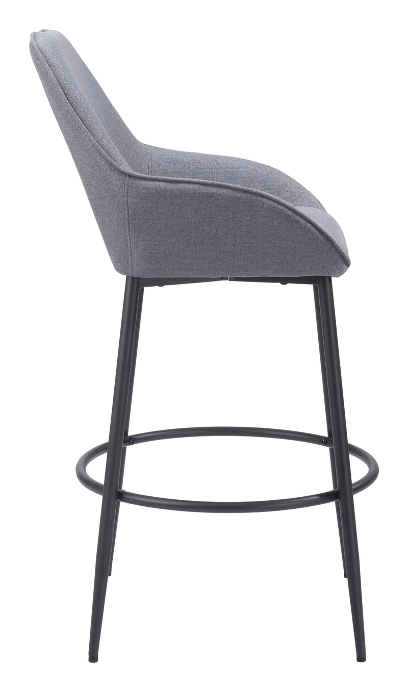 Vila Barstool (Set of 2) Gray Bar Stools LOOMLAN By Zuo Modern