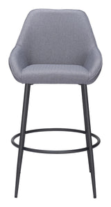 Vila Barstool (Set of 2) Gray Bar Stools LOOMLAN By Zuo Modern