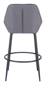 Vila Barstool (Set of 2) Gray Bar Stools LOOMLAN By Zuo Modern