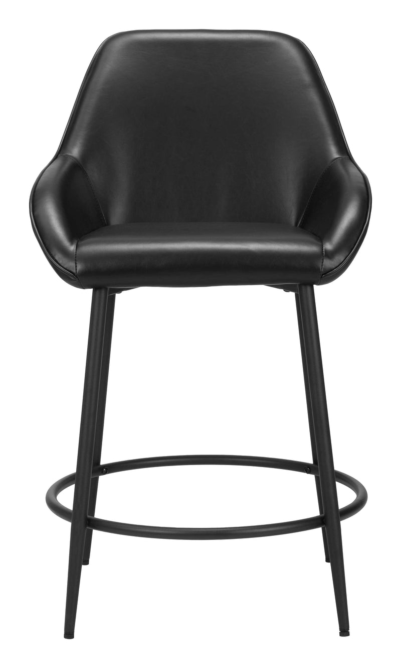 Vila Counter Stool (Set of 2) Black Counter Stools LOOMLAN By Zuo Modern