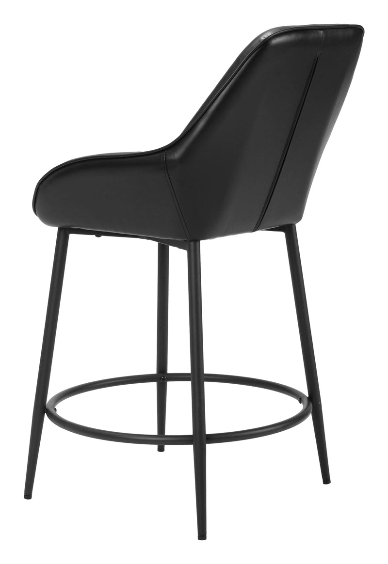 Vila Counter Stool (Set of 2) Black Counter Stools LOOMLAN By Zuo Modern