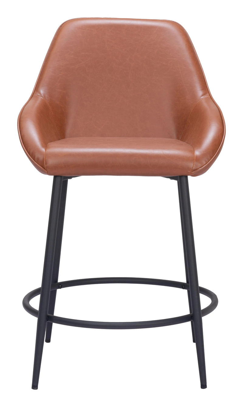 Vila Counter Stool (Set of 2) Brown Counter Stools LOOMLAN By Zuo Modern