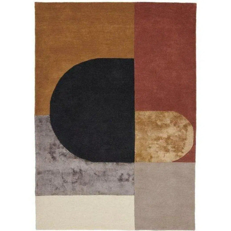 Vilja Mustard Brown Mustard Grey Handmade Wool Rug Area Rugs LOOMLAN By Linie Design