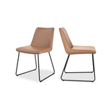 Villa Light Brown Leather Armless Dining Chair (Set of 2) Dining Chairs LOOMLAN By Moe's Home