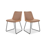 Villa Light Brown Leather Armless Dining Chair (Set of 2) Dining Chairs LOOMLAN By Moe's Home