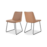 Villa Light Brown Leather Armless Dining Chair (Set of 2) Dining Chairs LOOMLAN By Moe's Home