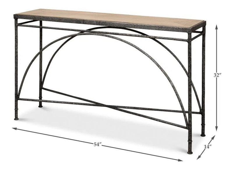 Vineyards Console Table Cast Iron and Wood Console Tables LOOMLAN By Sarreid