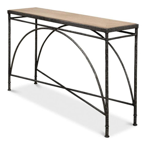 Vineyards Console Table Cast Iron and Wood Console Tables LOOMLAN By Sarreid