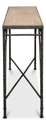 Vineyards Console Table Cast Iron and Wood Console Tables LOOMLAN By Sarreid