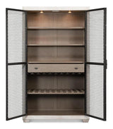 Vineyards Home Bar Cabinet With Lights, Metal Doors Home Bar Cabinets LOOMLAN By Sarreid