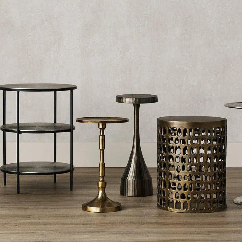 Vintage Brass Luca Drinks Table Side Tables LOOMLAN By Currey & Co