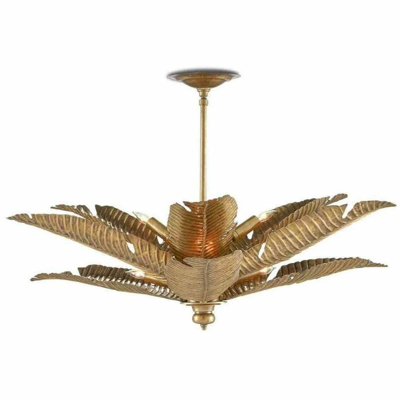 Vintage Brass Tropical Semi-Flush Flush Mounts LOOMLAN By Currey & Co