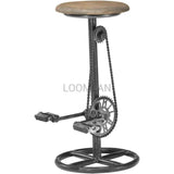 Vintage Industrial Cast Iron Counter Height Brown Cycle Stool Counter Stools LOOMLAN By LOOMLAN