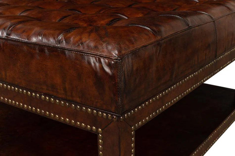 Vintage Tufted Ottoman Ottomans LOOMLAN By Sarreid