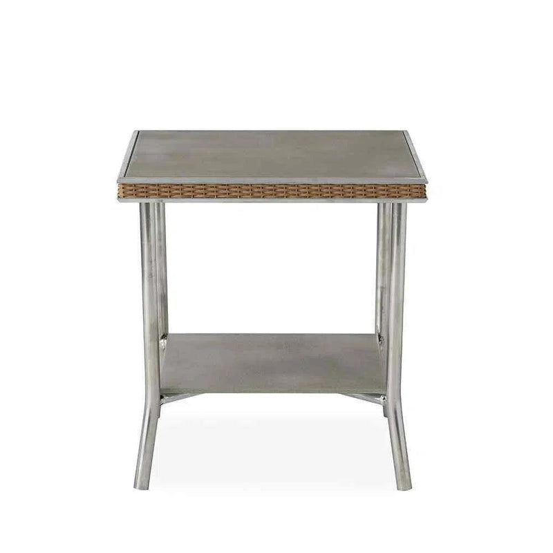 Visions 20" Square End Table With Taupe Glass Lloyd Flanders Outdoor Side Tables LOOMLAN By Lloyd Flanders