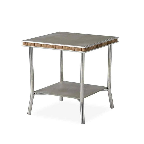 Visions 20" Square End Table With Taupe Glass Lloyd Flanders Outdoor Side Tables LOOMLAN By Lloyd Flanders