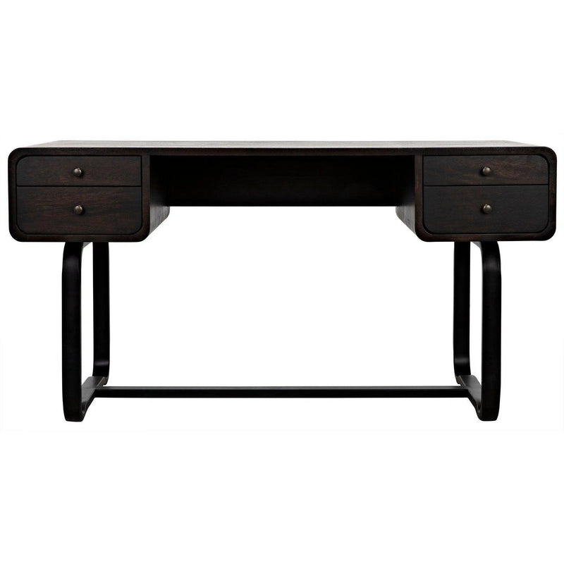 Voltes Desk, Ebony Walnut with Black Steel Home Office Desks LOOMLAN By Noir