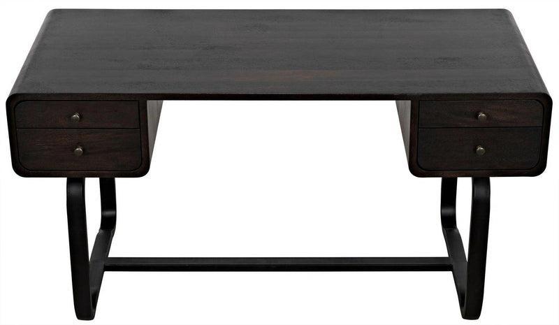 Voltes Desk, Ebony Walnut with Black Steel Home Office Desks LOOMLAN By Noir