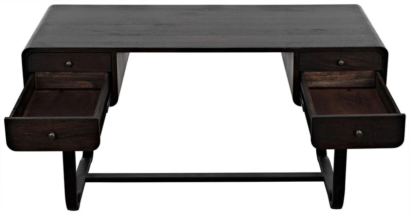 Voltes Desk, Ebony Walnut with Black Steel Home Office Desks LOOMLAN By Noir