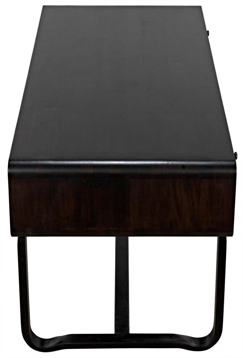 Voltes Desk, Ebony Walnut with Black Steel Home Office Desks LOOMLAN By Noir