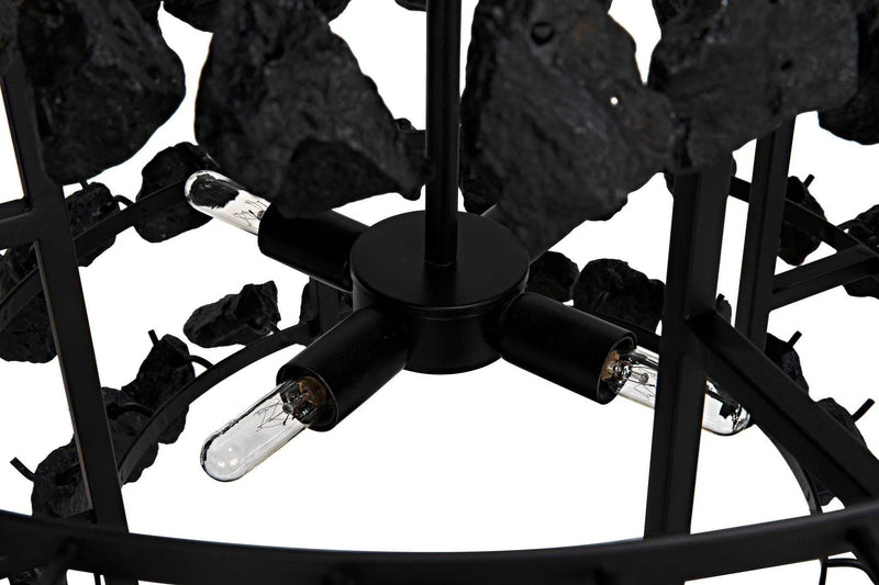 Vulcan Chandelier, Black Steel with Black Glass Chandeliers LOOMLAN By Noir