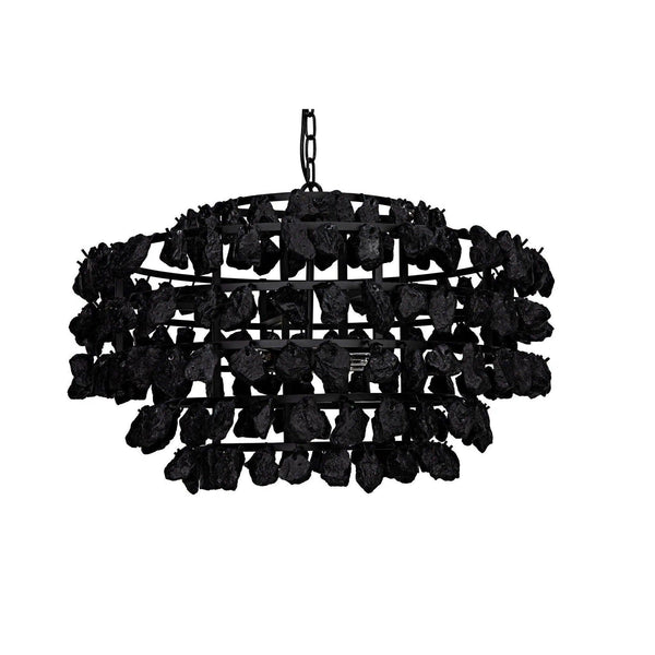 Vulcan Chandelier, Black Steel with Black Glass Chandeliers LOOMLAN By Noir