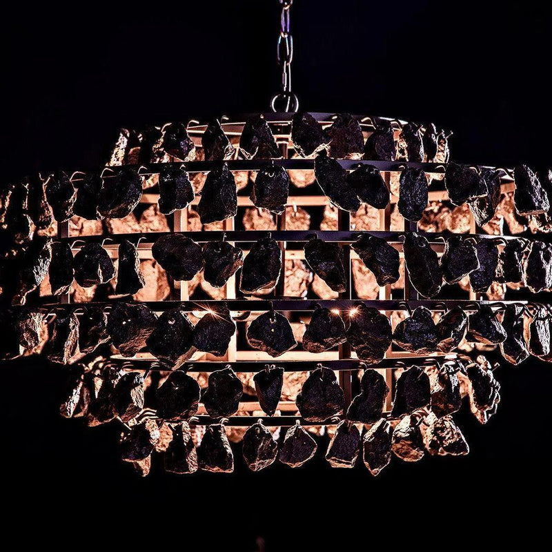 Vulcan Chandelier, Black Steel with Black Glass Chandeliers LOOMLAN By Noir