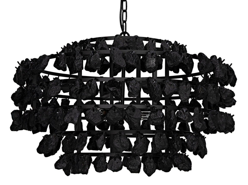 Vulcan Chandelier, Black Steel with Black Glass Chandeliers LOOMLAN By Noir