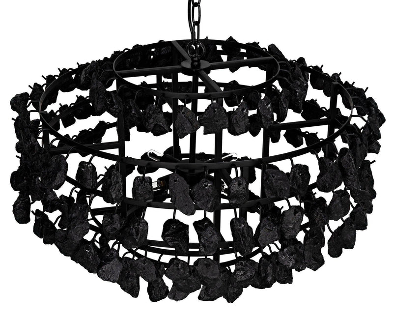 Vulcan Chandelier, Black Steel with Black Glass Chandeliers LOOMLAN By Noir