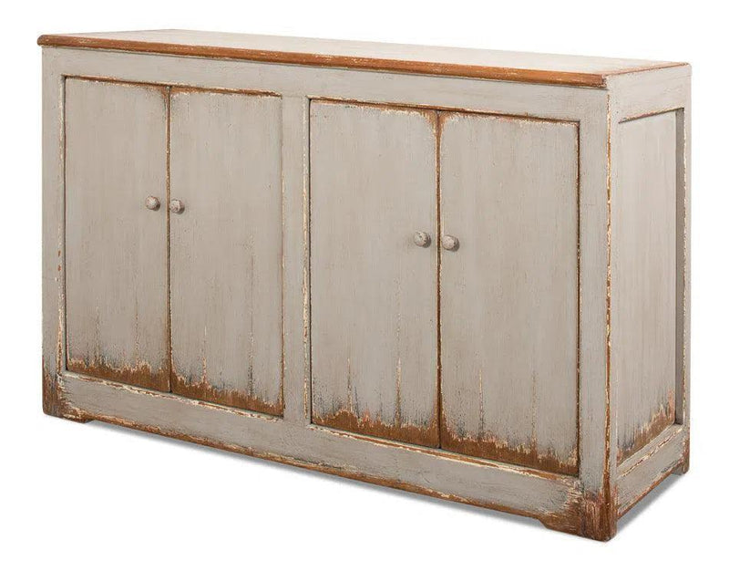 Wall Sideboard With Four Doors Antiqued White Sideboards LOOMLAN By Sarreid