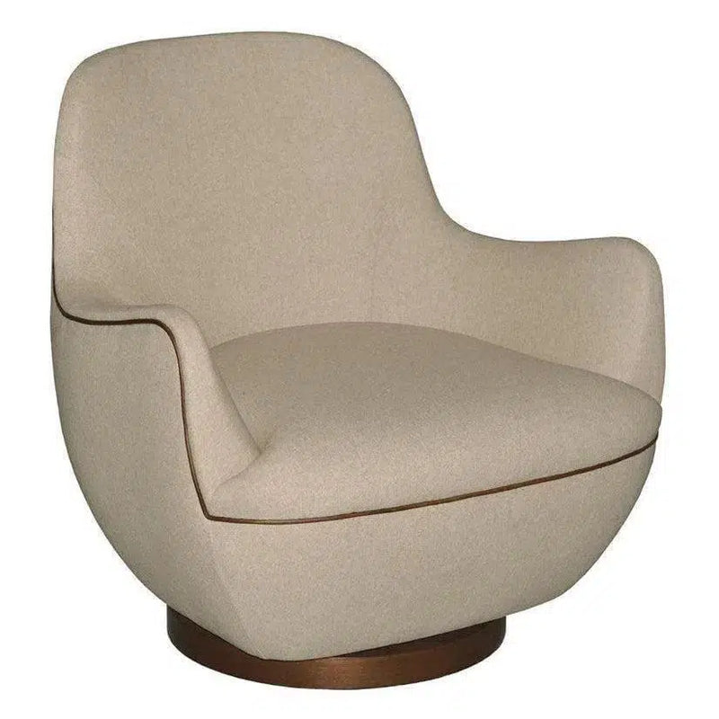 Walnut Brene Oatmeal Swivel Chair Club Chairs LOOMLAN By Currey & Co