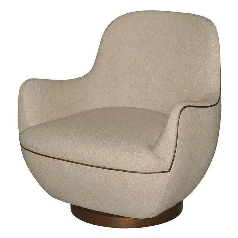 Walnut Brene Oatmeal Swivel Chair Club Chairs LOOMLAN By Currey & Co