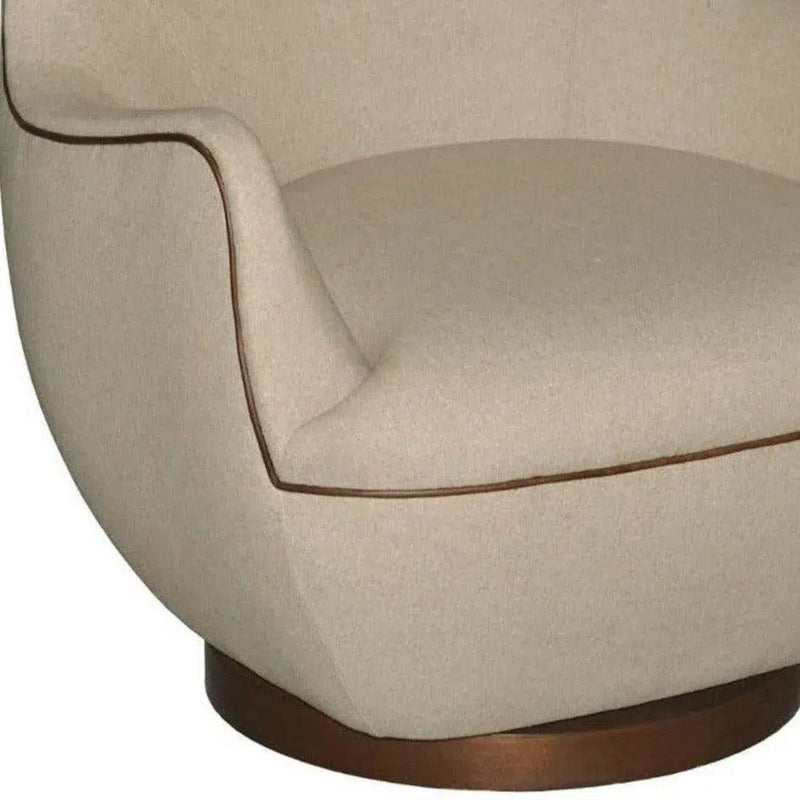 Walnut Brene Oatmeal Swivel Chair Club Chairs LOOMLAN By Currey & Co