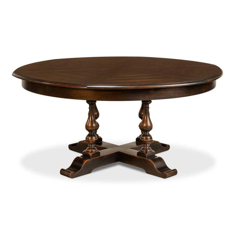 Walnut Jupe Extendable Round Dining Table Ebony Finish Dining Tables LOOMLAN By Sarreid