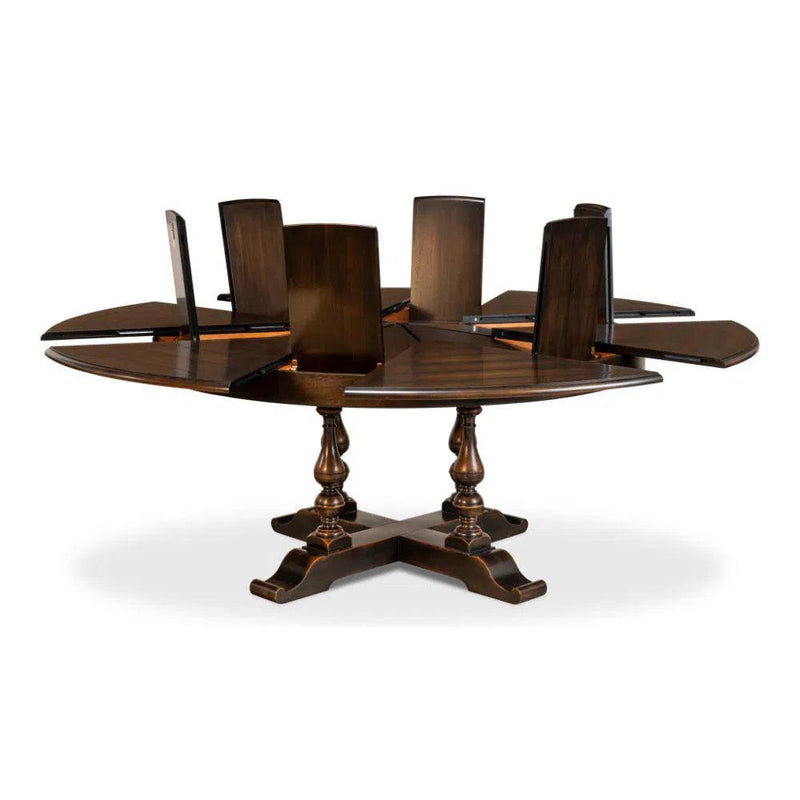 Walnut Jupe Extendable Round Dining Table Ebony Finish Dining Tables LOOMLAN By Sarreid