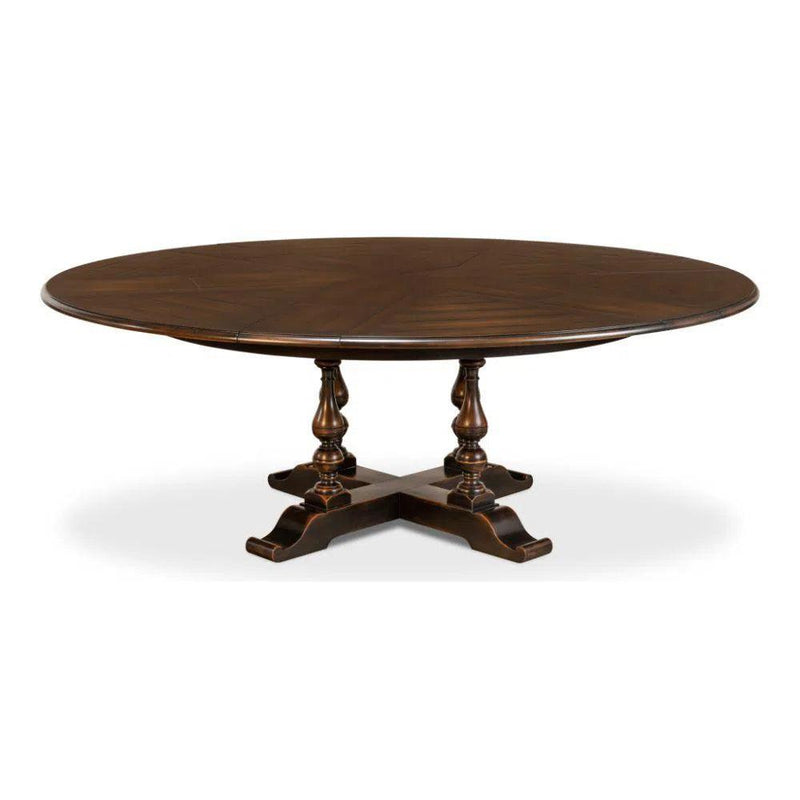 Walnut Jupe Extendable Round Dining Table Ebony Finish Dining Tables LOOMLAN By Sarreid