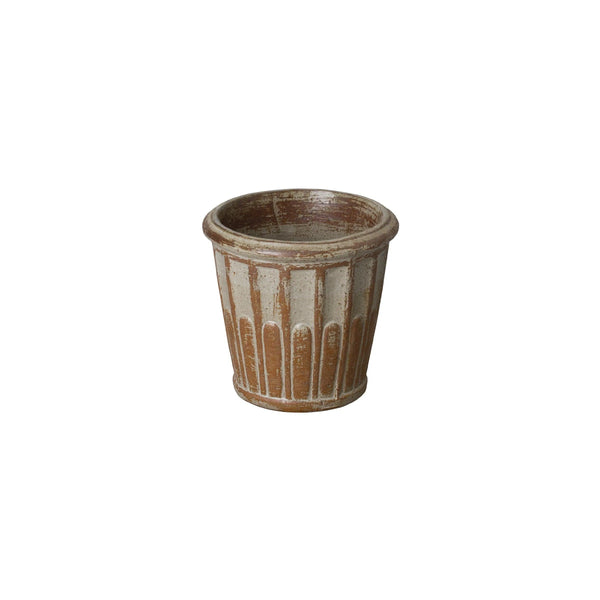 Wash Walnut Round Pot Outdoor Planters LOOMLAN By Emissary