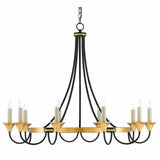 Washed Black Gold Leaf Hanlon Chandelier Chandeliers LOOMLAN By Currey & Co