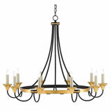 Washed Black Gold Leaf Hanlon Chandelier Chandeliers LOOMLAN By Currey & Co