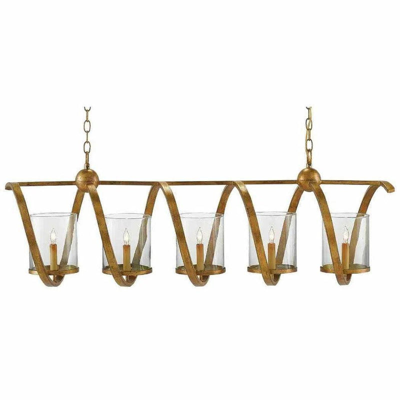 Washed Gold Leaf Maximus Gold Chandelier Chandeliers LOOMLAN By Currey & Co